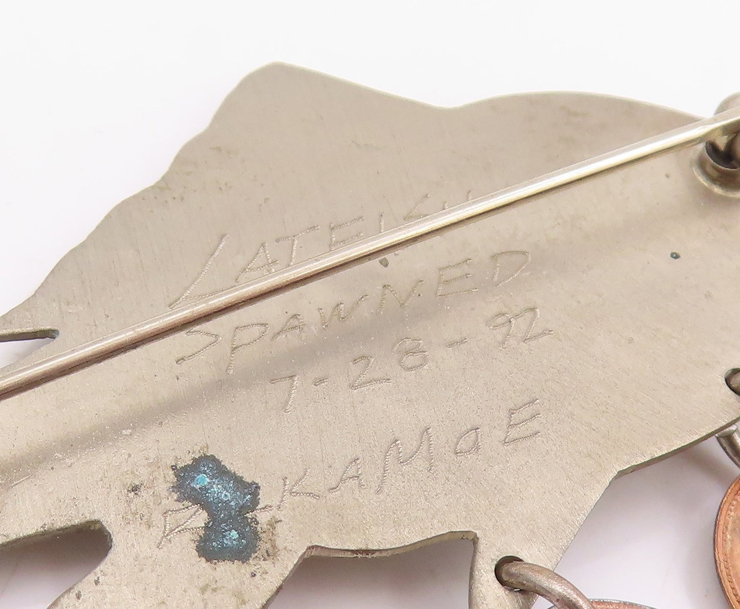925 Sterling Silver Vintage Brooch Pin RICKA MAE NAVAJO Fish Charm  BP12225