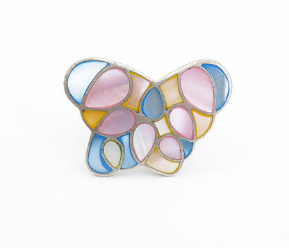 925 Sterling Silver  Mother Of Pearl Butterfly Cocktail Ring Sz 8  RG7896