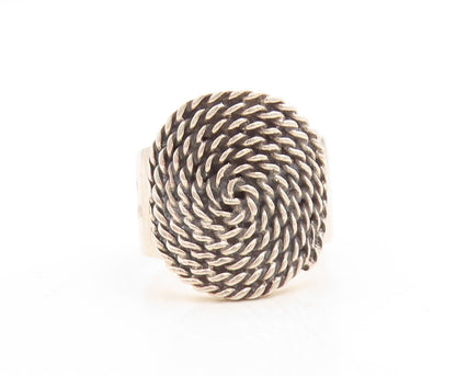 925 Sterling Silver Vintage Ring Twisted Rope Spiral Coil Carved  Sz 8  RG31645