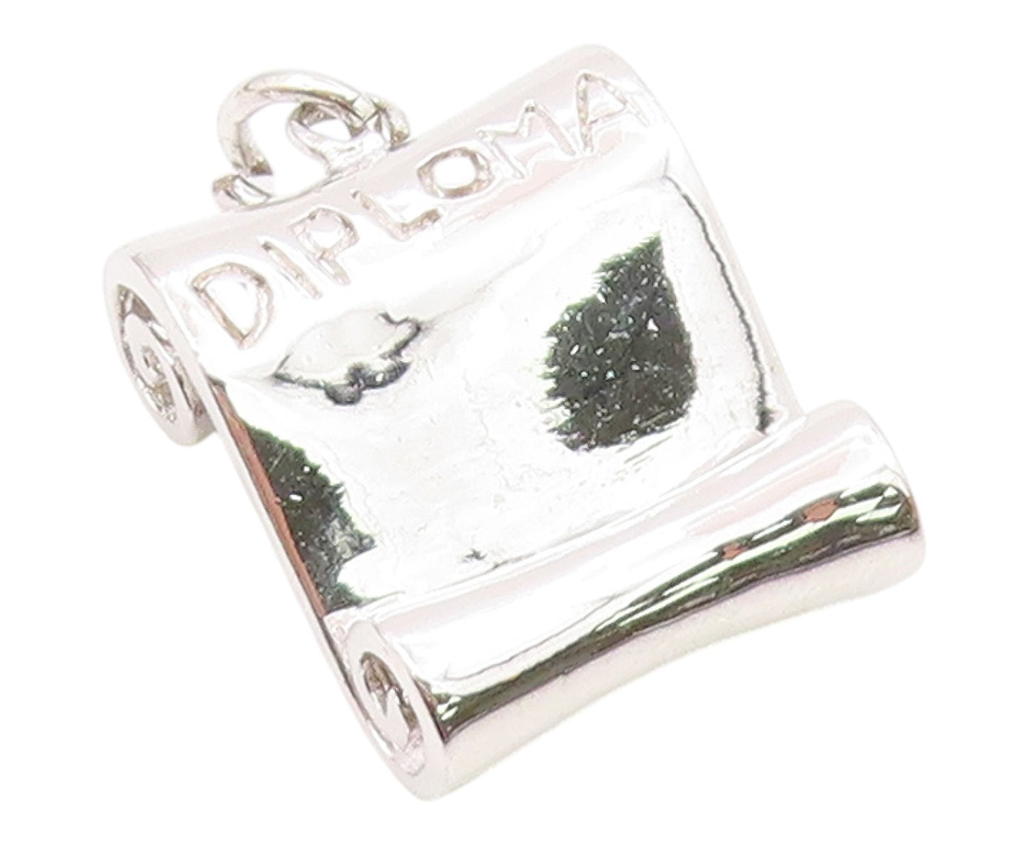 925 Sterling Silver  Vintage Shiny Graduate's Diploma Scroll Pendant  PT19444