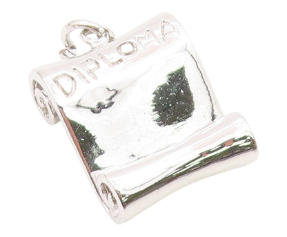 925 Sterling Silver  Vintage Shiny Graduate's Diploma Scroll Pendant  PT19444