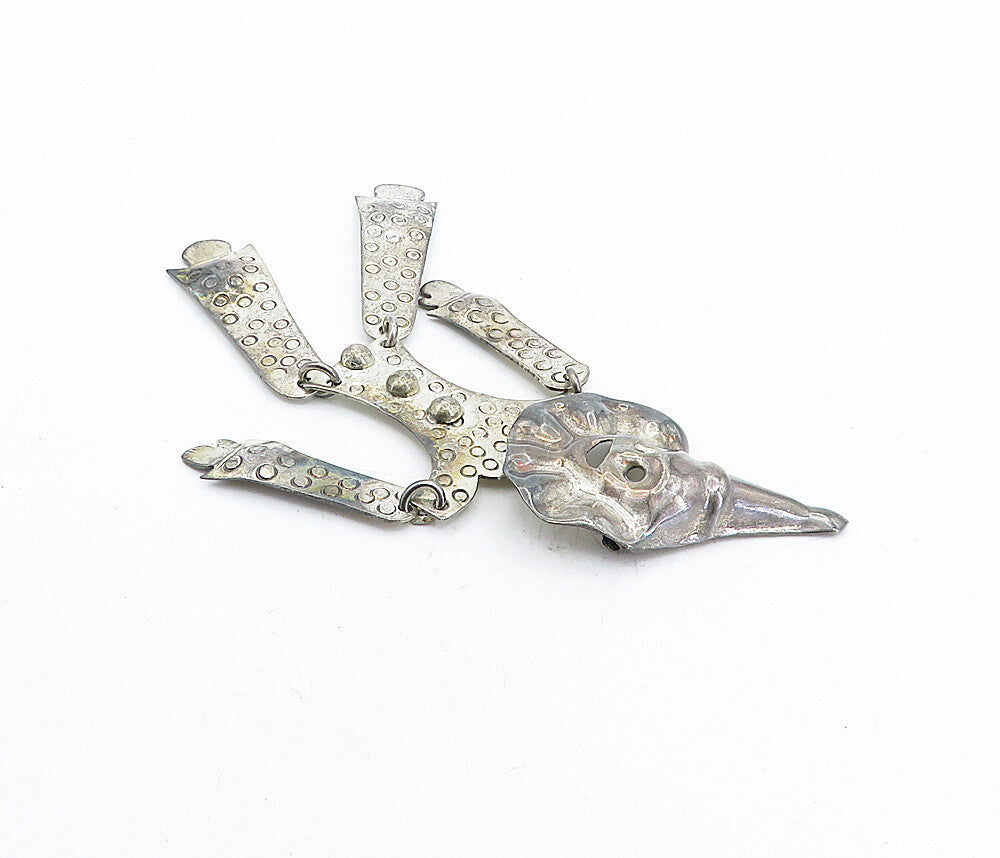 MEXICO 925 Sterling Silver Vintage Dancing Clown Brooch Pin (MOVES) BP2034