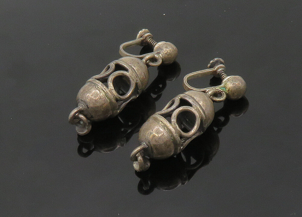 TAXCO 925 Sterling Silver  Vintage Dark Tone Non Pierce Drop Earrings  EG10282