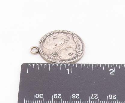 925 Sterling Silver  Vintage Medal Of Motherhood MATEPNHCTBA Pendant  PT21645