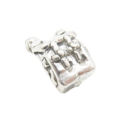 925 Sterling Silver  Vintage Petite Back Pack Motif Shiny Slide Pendant PT9060
