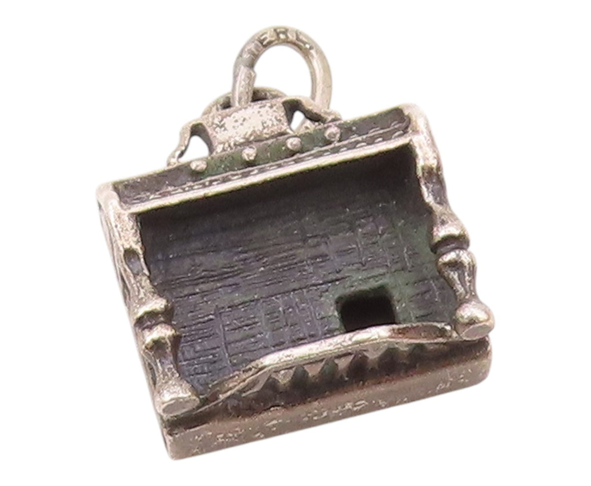 925 Sterling Silver  Vintage Oxidized Petite Wall Piano Pendant  PT16407