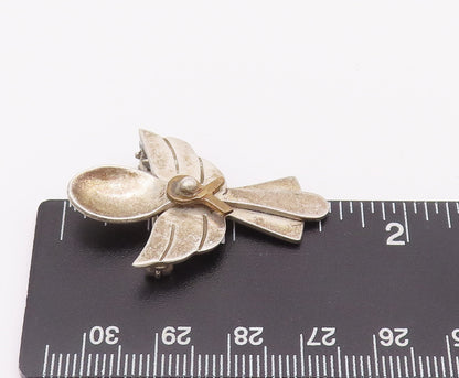 925 Sterling Silver Vintage Brooch Pin MEXICO Solid Carved Spoon Angle  BP10739