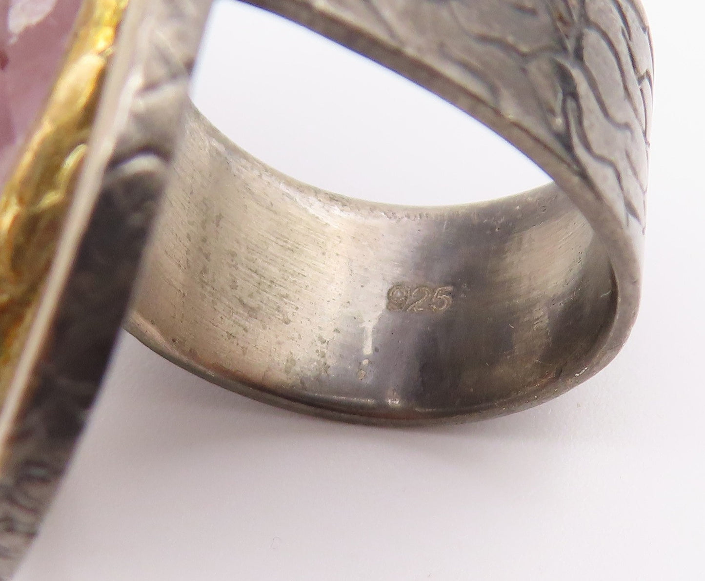 925 Sterling Silver Vintage Ring Modernist Faceted Quartz Band  Sz 6  RG36563