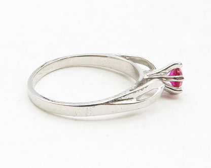 925 Sterling Silver  Prong Set Pink Topaz Shiny Solitaire Ring Sz 6.5  RG12857