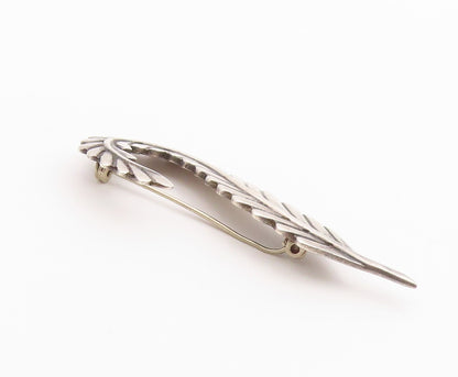 MARICELA MEXICO 925 Silver  Vintage Shiny Single Feather Brooch Pin  BP8744