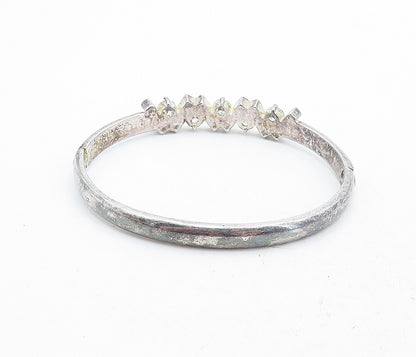 925 Sterling Silver  Vintage Sparkling Cubic Zirconia Bangle Bracelet  BT1928