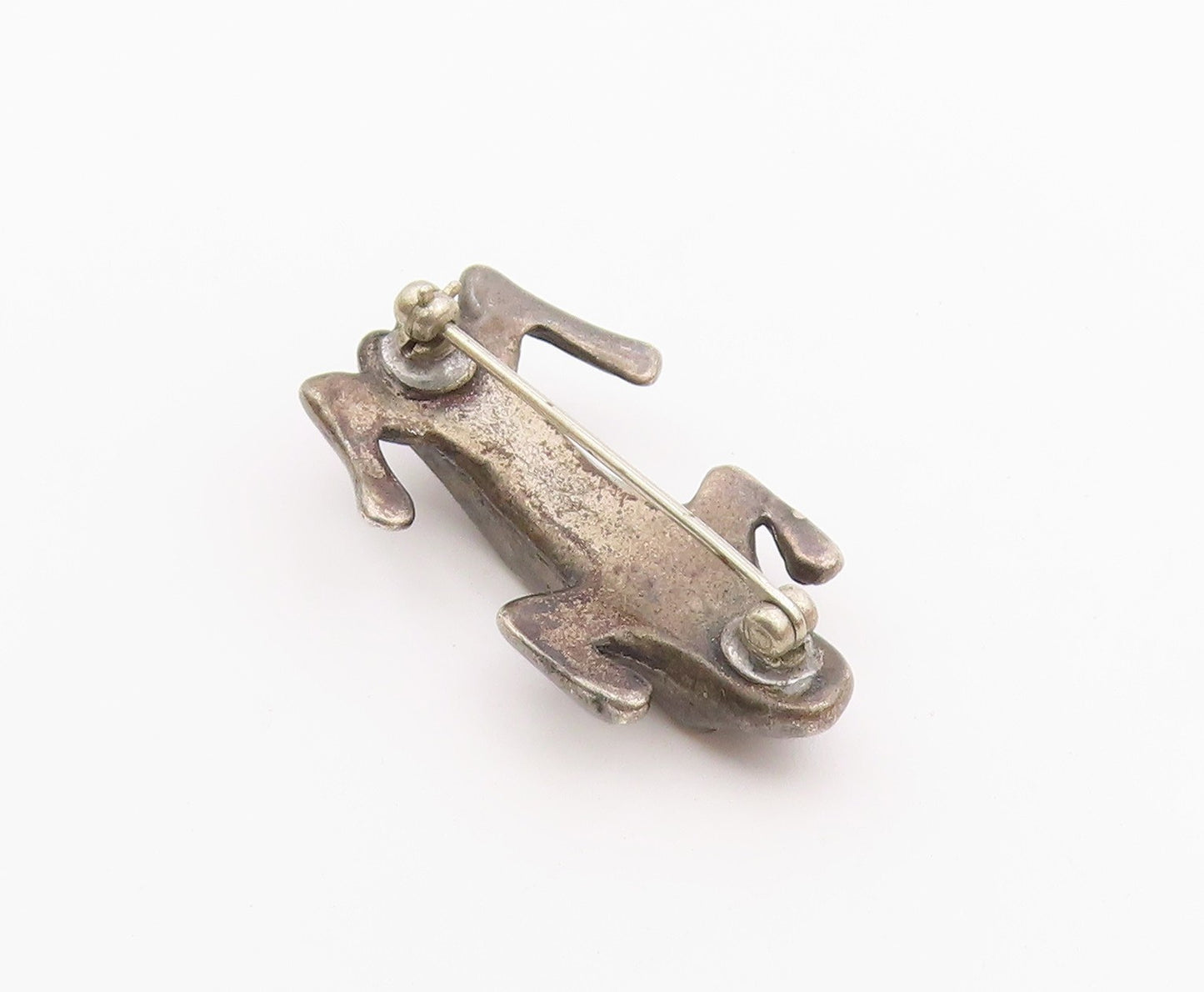 925 Sterling Silver  Vintage Dark Tone Modernist Frog Brooch Pin  BP8201