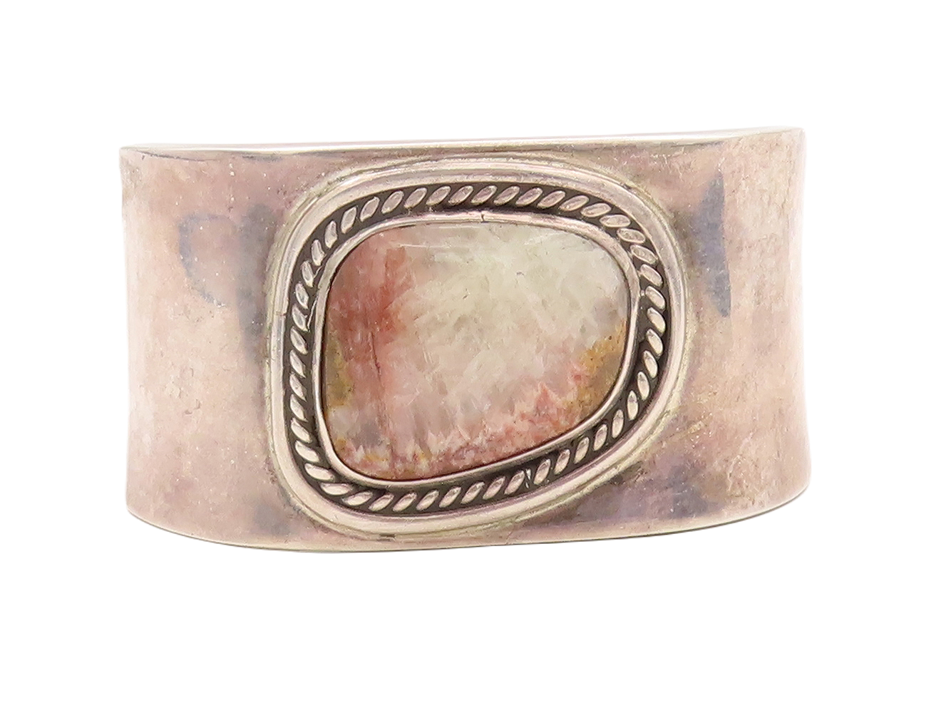 925 Sterling Silver Vintage Bracelet MEXICO Designer Solid Gemstone Cuff BT10912