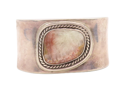 925 Sterling Silver Vintage Bracelet MEXICO Designer Solid Gemstone Cuff BT10912
