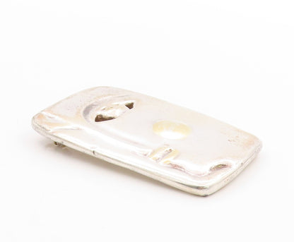 925 Sterling Silver Vintage Brooch Gold Plated Modern Face Side Profile  BP11791