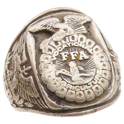 925 Sterling Silver Vintage Ring BALFOUR FFA Emblem Signet Band  Sz 8.5  RG36779