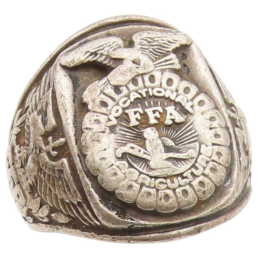 925 Sterling Silver Vintage Ring BALFOUR FFA Emblem Signet Band  Sz 8.5  RG36779