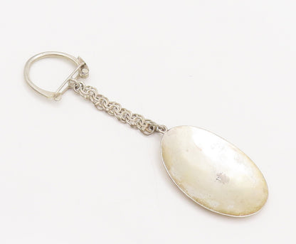 MEXICO 18k GOLD & 925 Silver  Vintage Etched Bird On Branch Keychain  TR3588