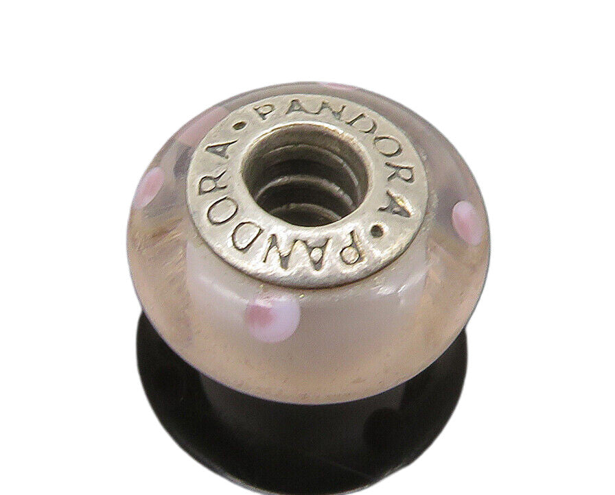 PANDORA 925 Silver  Vintage Love Heart Murano Glass Slide Pendant  PT19840