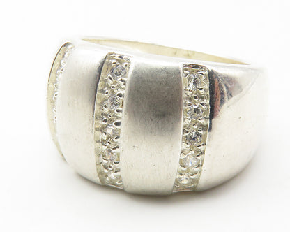 925 Sterling Silver  Vintage Topaz Pattern Shiny Matte Band Ring Sz 5  RG11482