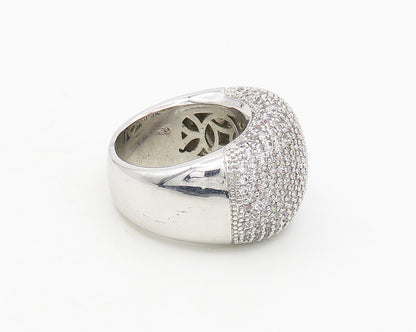 925 Sterling Silver  Vintage Cubic Zirconia Dome Cocktail Ring Sz 10  RG18698