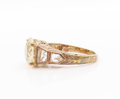 925 Sterling Silver Vintage Ring Gold Plated Swirly Multi Topaz  Sz 10  RG33364
