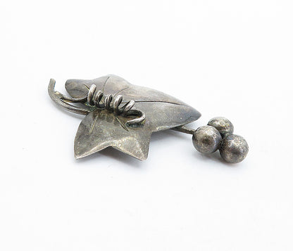 MEXICO 925 Sterling Silver  Vintage Dark Tone Autumn Leaf Brooch Pin  BP1821