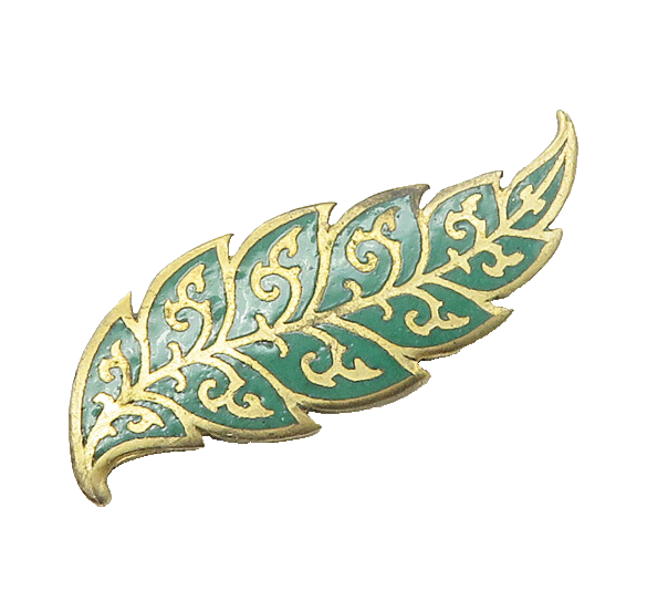 SIAM 925 Sterling Silver  Vintage Enamel Coated Floral Leaf Brooch Pin  BP6927