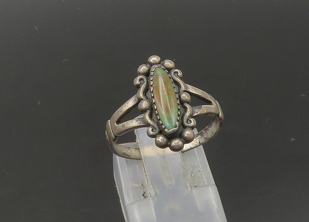 POST BELL 925 Sterling Silver  Vintage Turquoise Swirl Band Ring Sz 7  RG22157