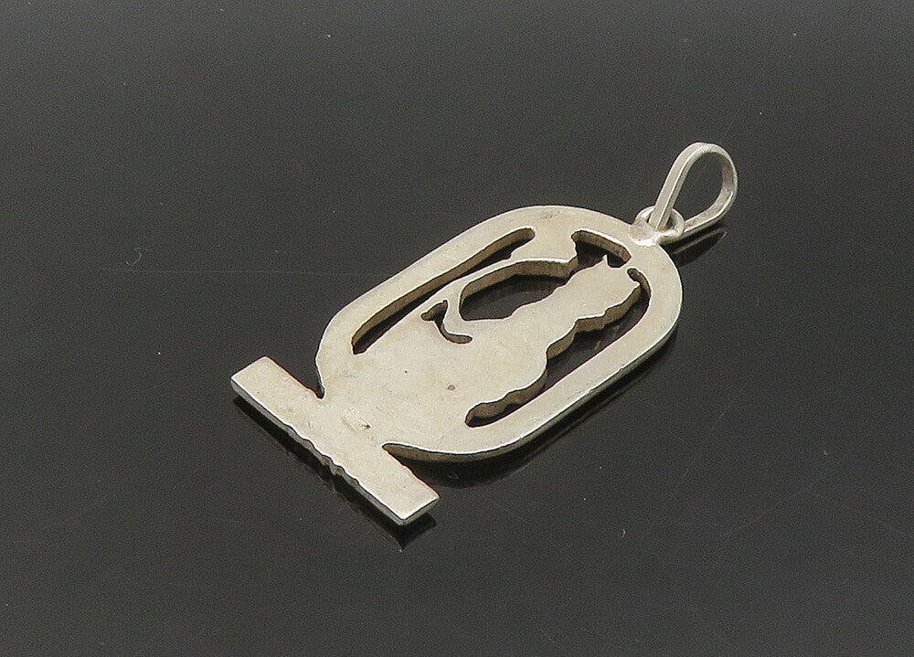 MIDDLE EAST 925 Silver  Vintage Kneeling Egyptian Figure Pendant  PT17931
