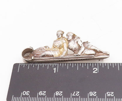 925 Sterling Silver Vintage Brooch European Design Couple On Boat  BP11495