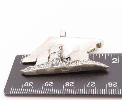 925 Sterling Silver Vintage Pendant Brutalist Cutout Mountain Scenery  PT24117