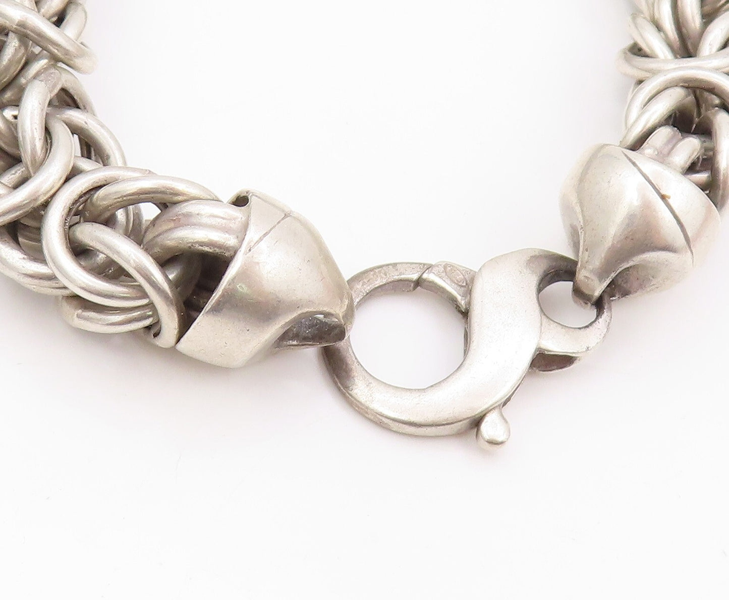 925 Sterling Silver Vintage Bracelet Dark Tone Brutalist Linked Rings  BT11074
