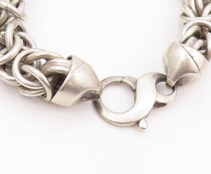 925 Sterling Silver Vintage Bracelet Dark Tone Brutalist Linked Rings  BT11074