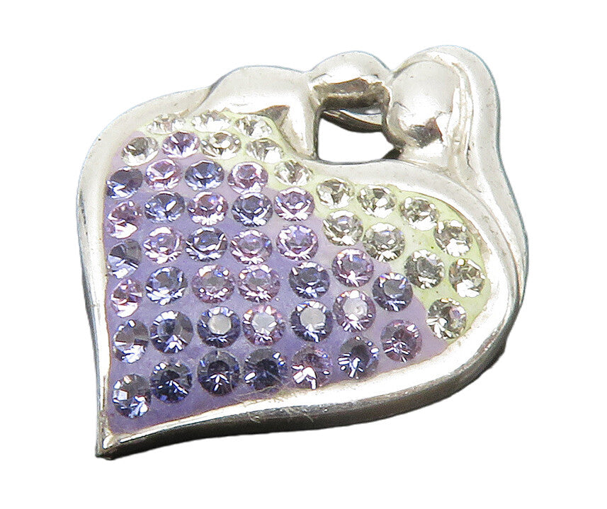 925 Sterling Silver  Shiny Purple Cubic Zirconia Love Heart Pendant  PT11212