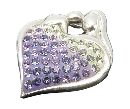 925 Sterling Silver  Shiny Purple Cubic Zirconia Love Heart Pendant  PT11212