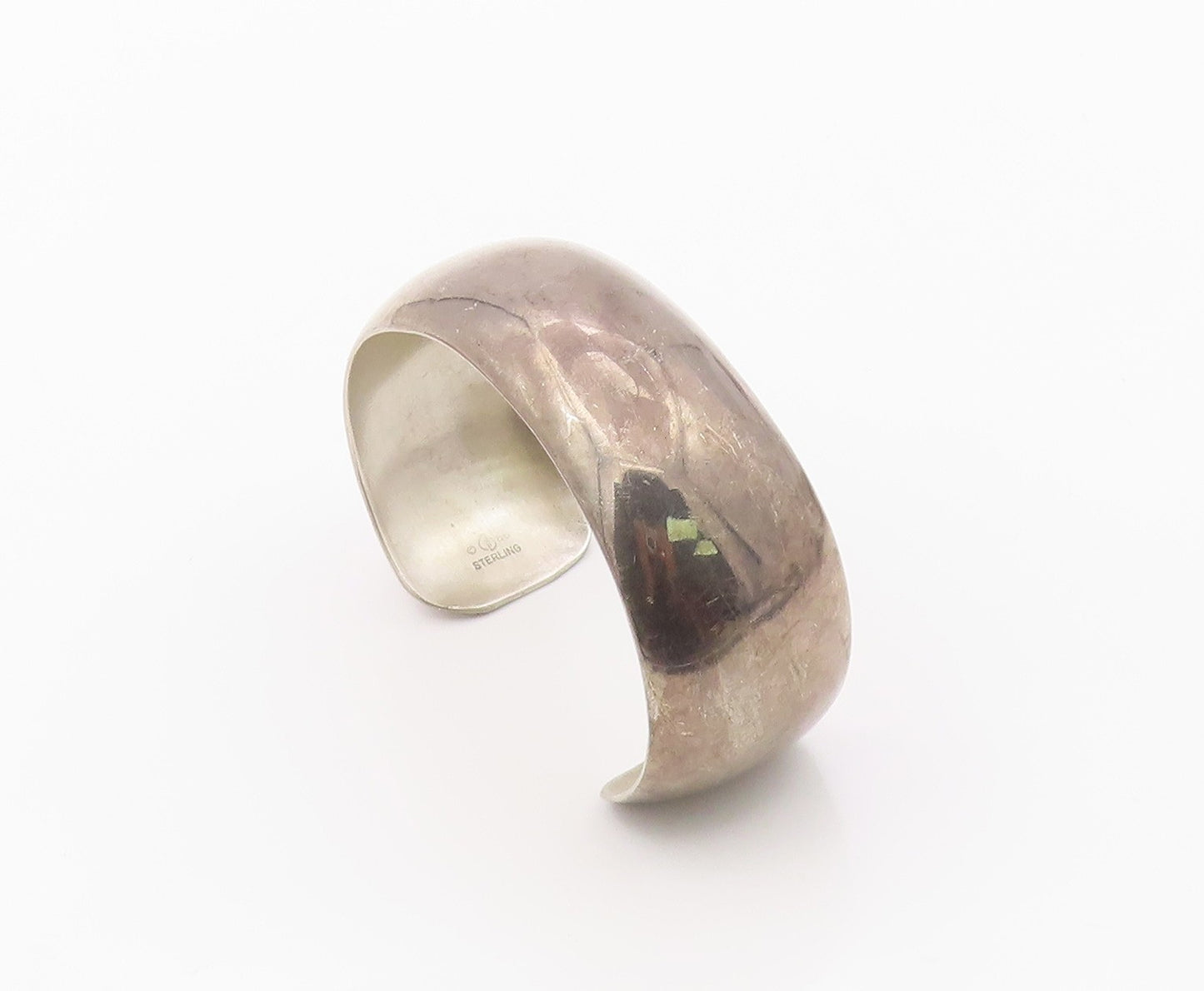 925 Sterling Silver Vintage Bracelet CAROL FELLEY Minimalist Wide Cuff  BT12131
