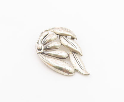 DANECRAFT 925 Sterling Silver  Vintage Sculpted Leaves Brooch Pin  BP9450