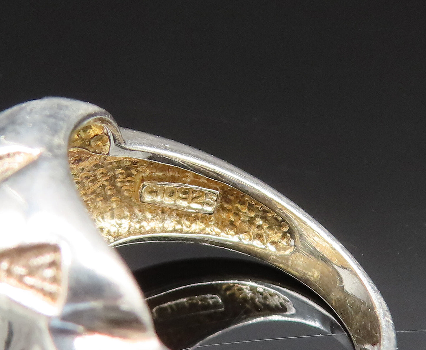 925 Sterling Silver Vintage Engraved Frame Citrine Square Ring Sz 7.5 RG25571