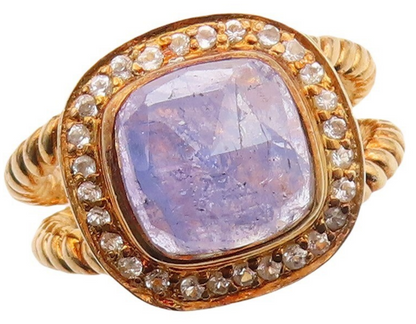 925 Sterling Silver Vintage Ring Gold Plated Topaz & Gemstone  Sz 8  RG30861