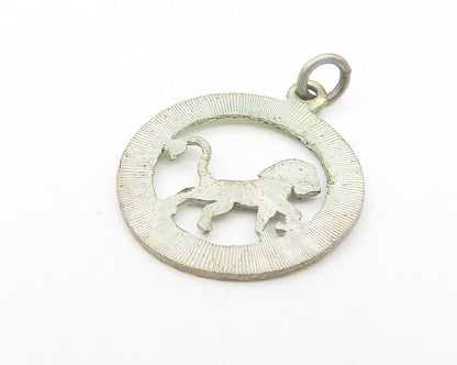925 Sterling Silver  Vintage Petite Open Circle Lion Animal Pendant  PT9366