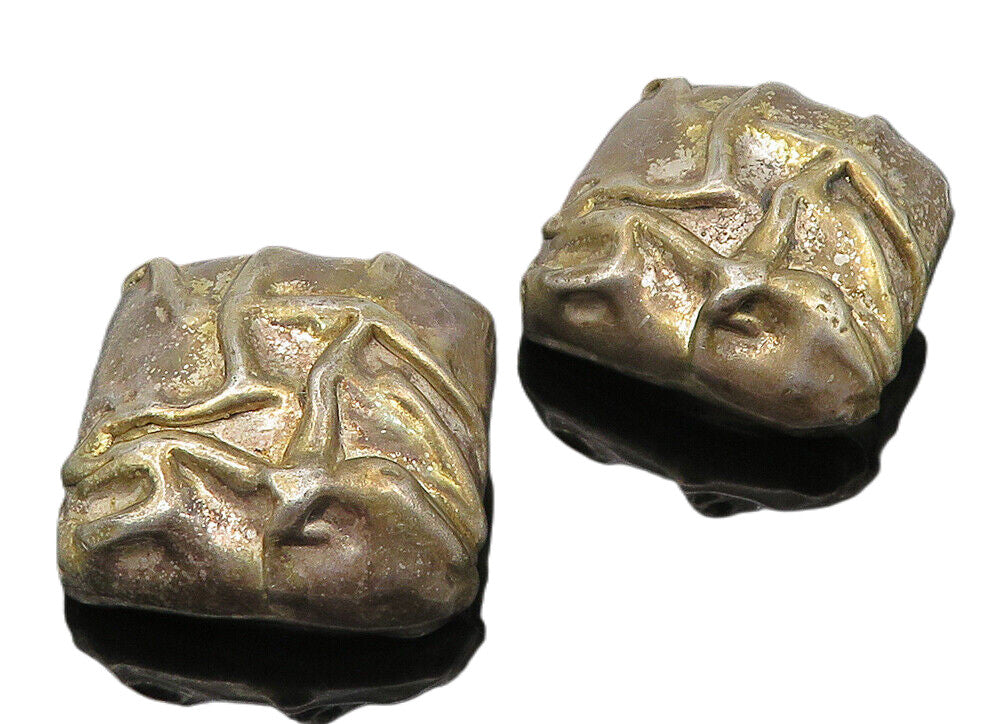 BATAMI ISRAEL 925 Silver  Vintage Hollow Sculpted Non Pierce Earrings  EG5858