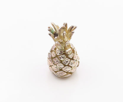 925 Sterling Silver  Vintage Shiny Heavy Pineapple Fruit Pendant  PT16921