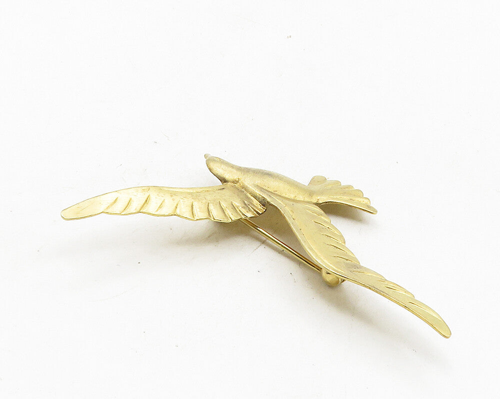 BEAU 925 Sterling Silver  Vintage Shiny Gold Plated Bird Brooch Pin  BP4038
