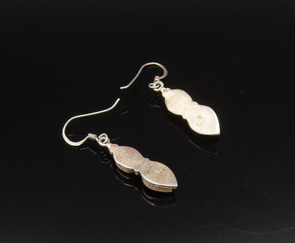 925 Silver  Vintage Oval Blue Topaz & Pear Shaped Onyx Drop Earrings  EG12224