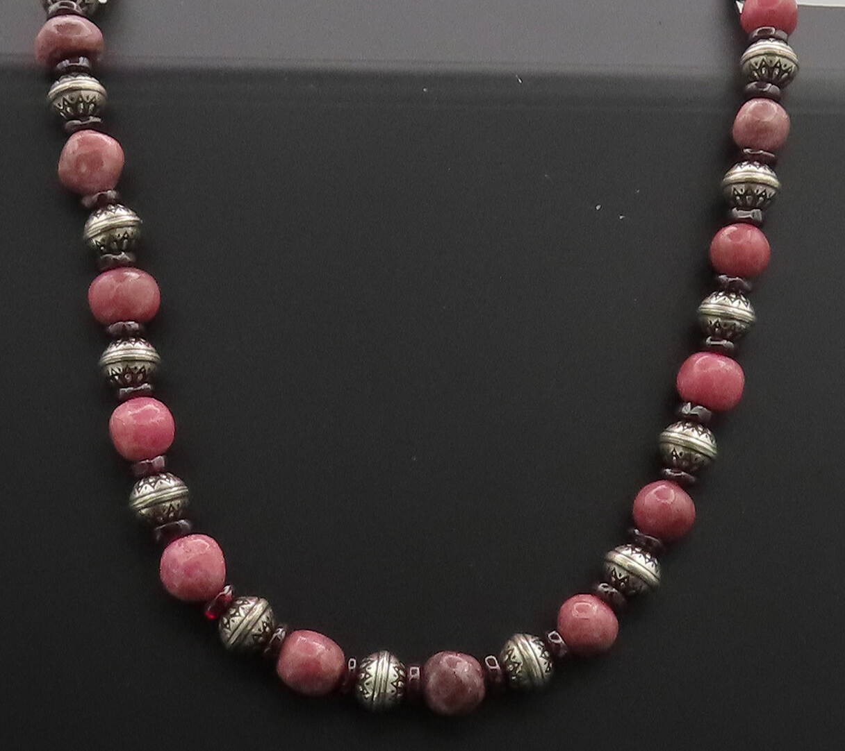 CAROLYN POLLACK 925 Sterling Silver Vintage Beaded Gemstone Necklace  NE4092