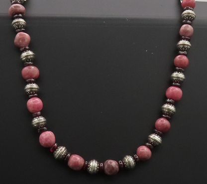 CAROLYN POLLACK 925 Sterling Silver Vintage Beaded Gemstone Necklace  NE4092