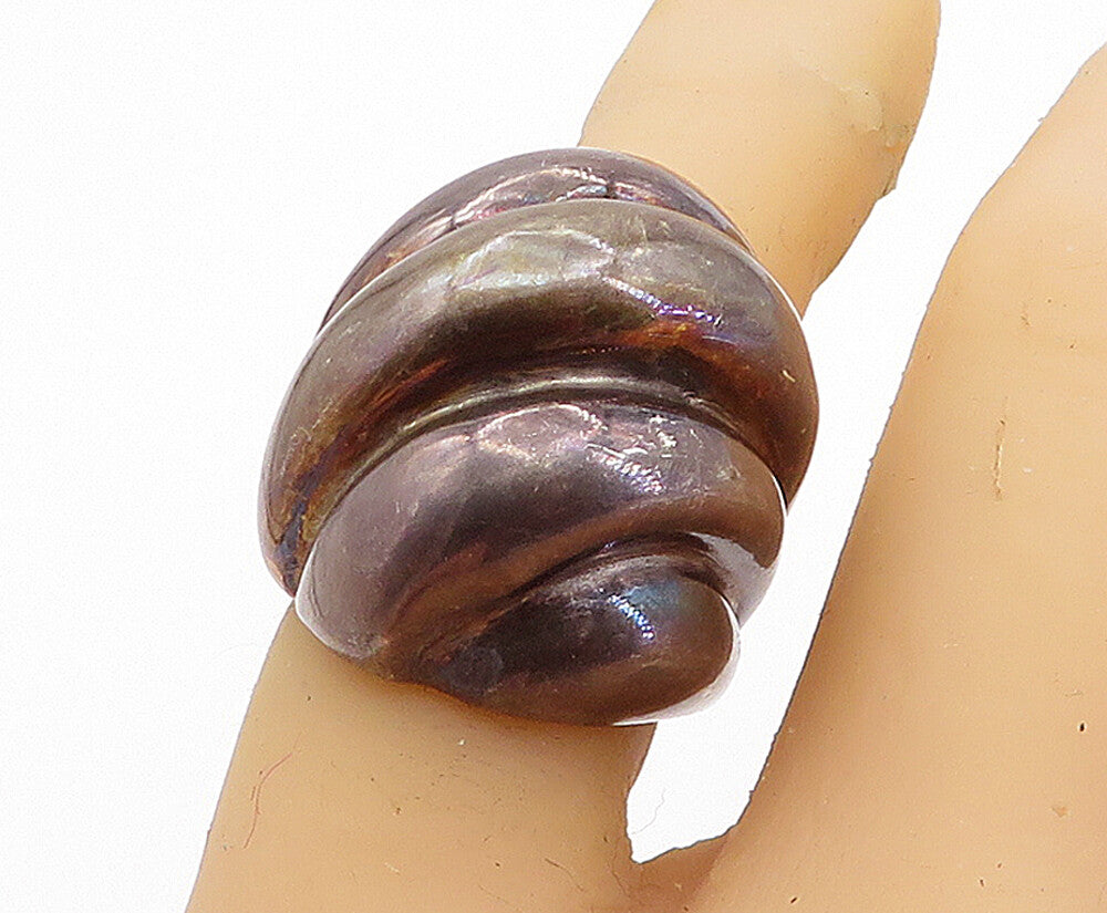 ISRAEL 925 Sterling Silver  Vintage Modernist Fluted Band Ring Sz 5  RG4530
