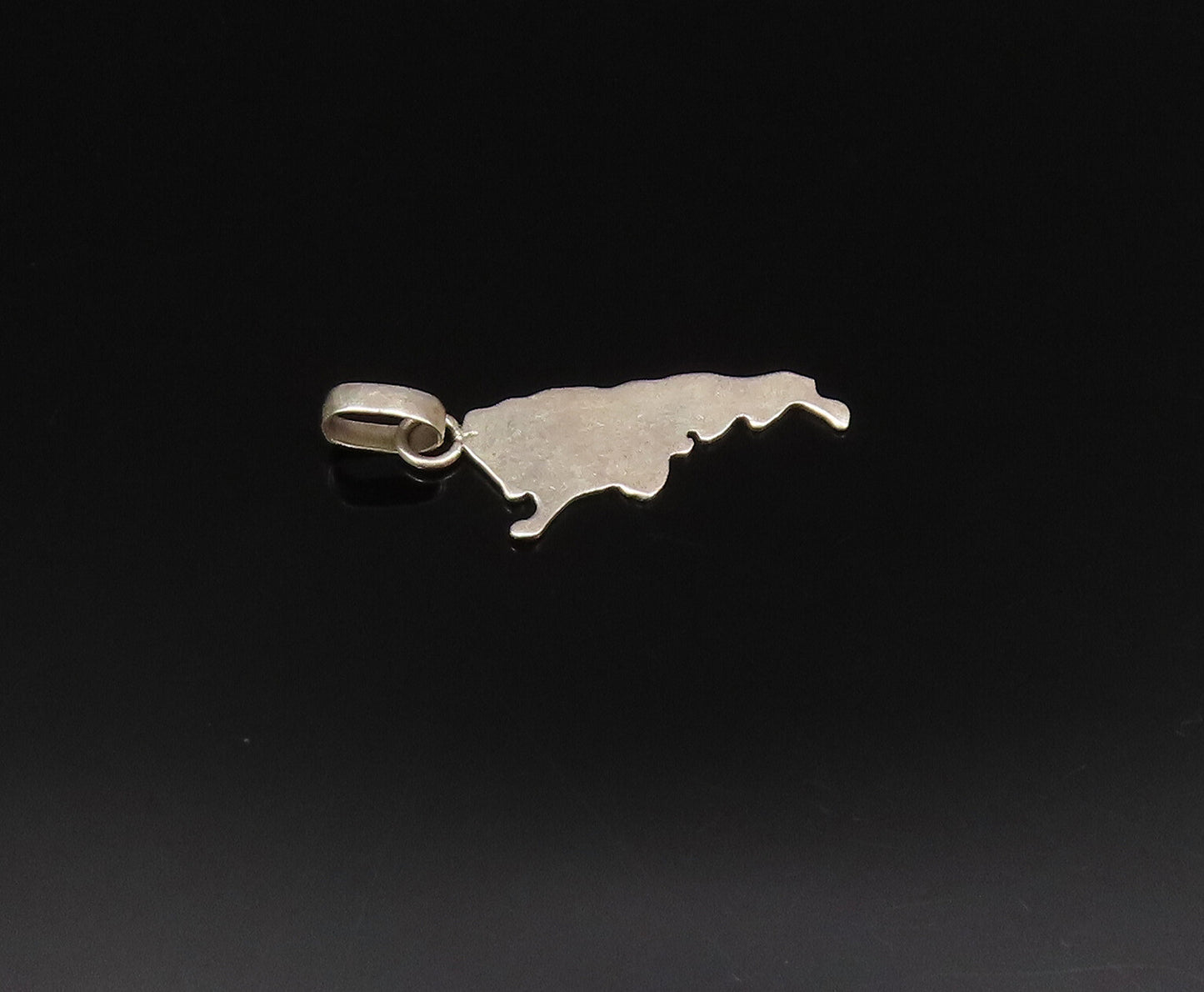 925 Sterling Silver  Vintage Minimalist Map Motif Drop Pendant  PT21293
