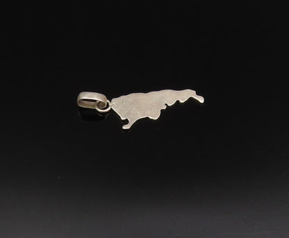 925 Sterling Silver  Vintage Minimalist Map Motif Drop Pendant  PT21293